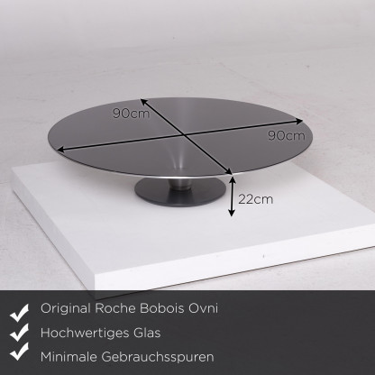 Roche Bobois Ovni Glas Tisch Anthrazit Couchtisch 11399