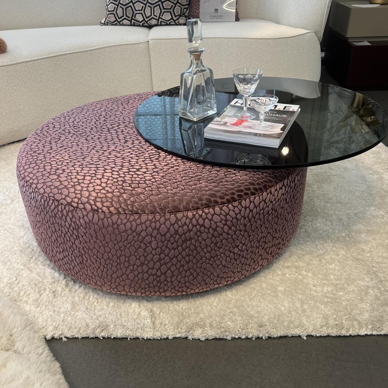 Luna Couchtisch/Hocker Bielefelder Werkstätten, Rauchglas, Rosa