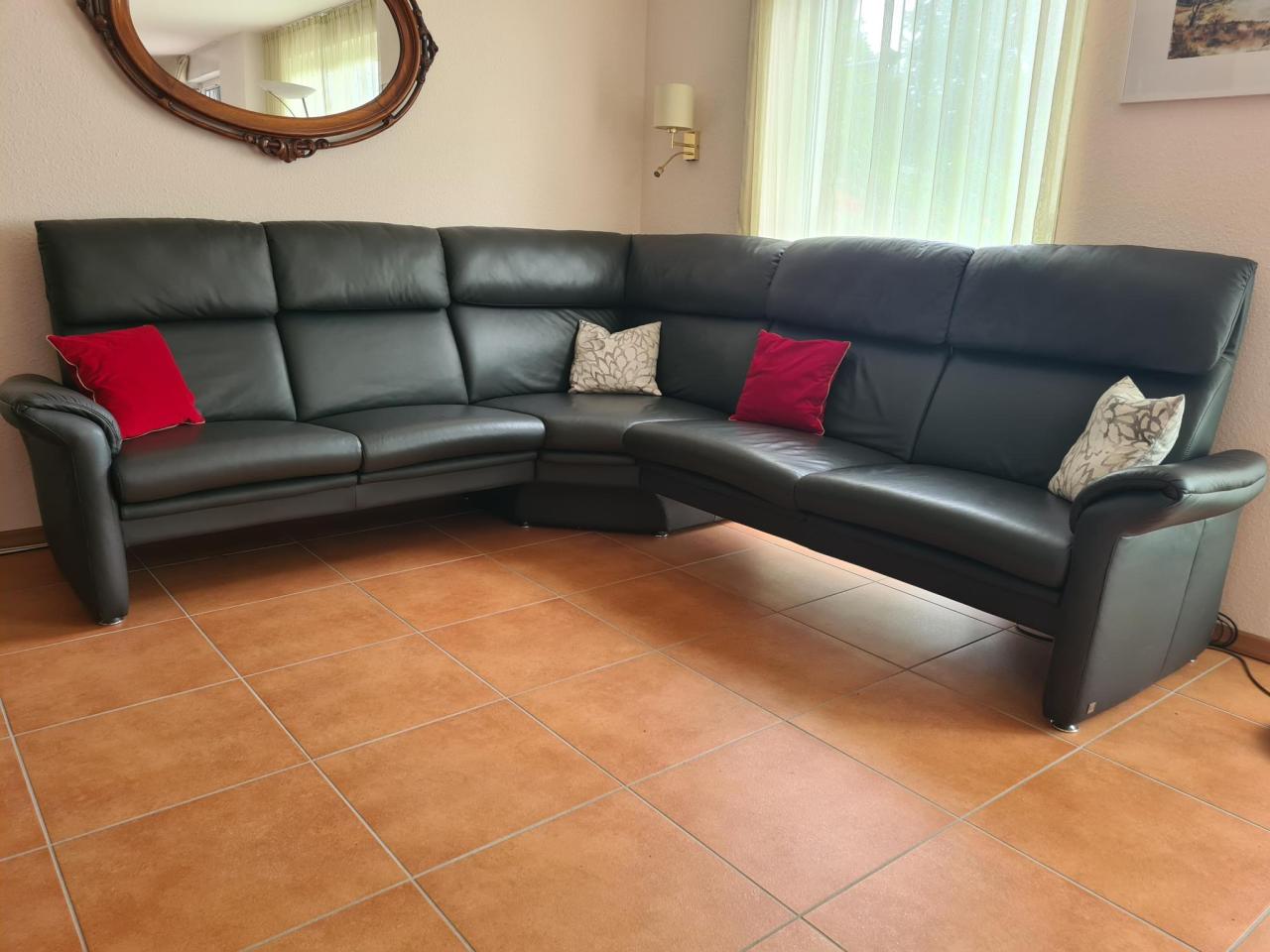 Musterring MR 2580 Ecksofa Echtleder Graphit, 273x251 cm