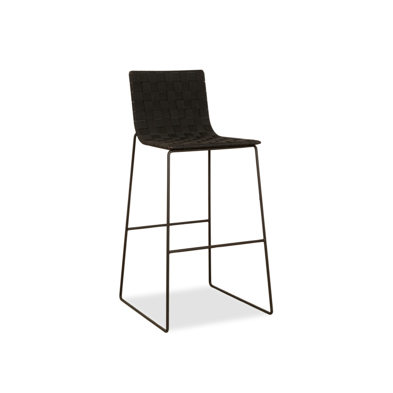 Andreu World Trenza Metall Stoff Geflecht Hochstuhl Schwarz Grau Anthrazit Outdoor Gartenmöbel | Designermöbel Köln