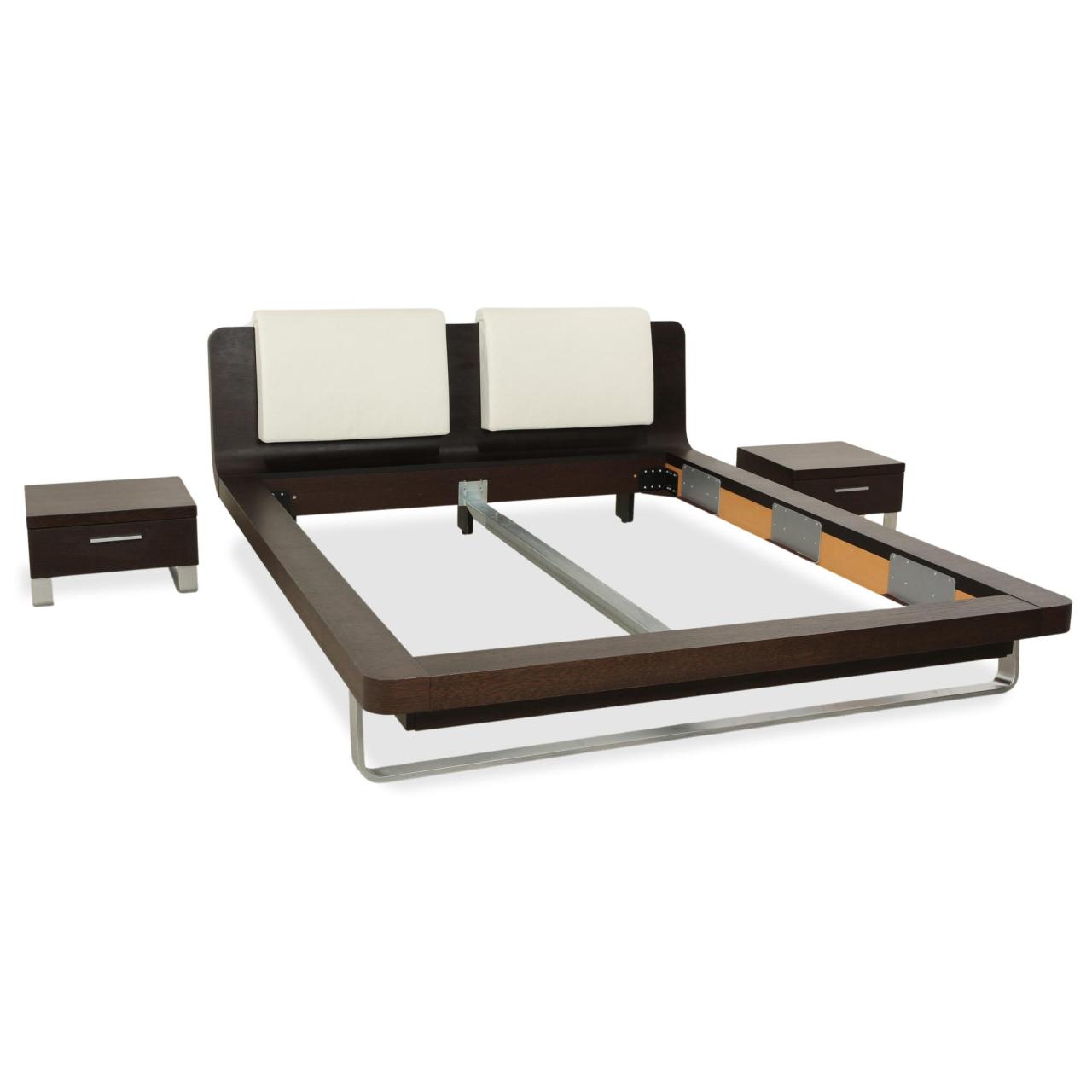 Hülsta Tamis Doppelbett Holz/Leder 160x200, Dunkelbraun | Designermöbel Köln