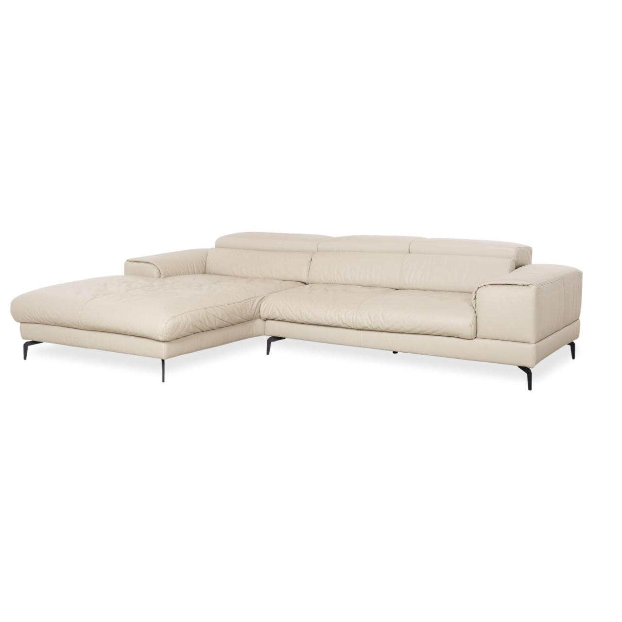 Ecksofa Leder Beige 1
