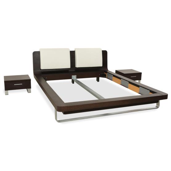 Hülsta Tamis Doppelbett Holz/Leder 160x200, Dunkelbraun | Designermöbel Köln